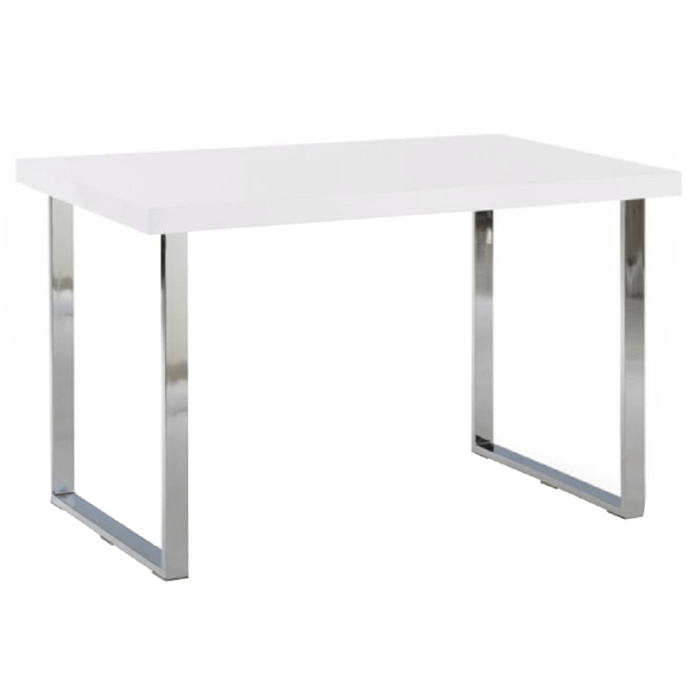 Kondela Jedálenský stôl, biela HG + chróm, TALOS