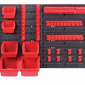 Závesný organizér s 10 boxmi a 22 držiakmi na náradie ORDERLINE 80x16,5x40 čierno-červený