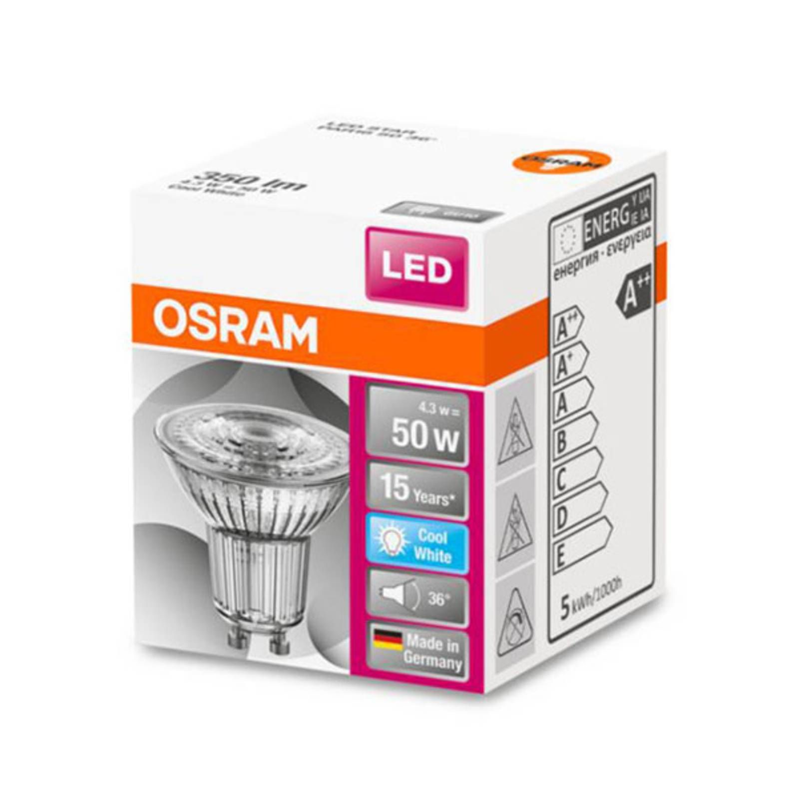 OSRAM LED reflektor Star GU10 4, 5W univerzál biela, GU10, 4.5W, Energialuokka: F, P: 5.5 cm
