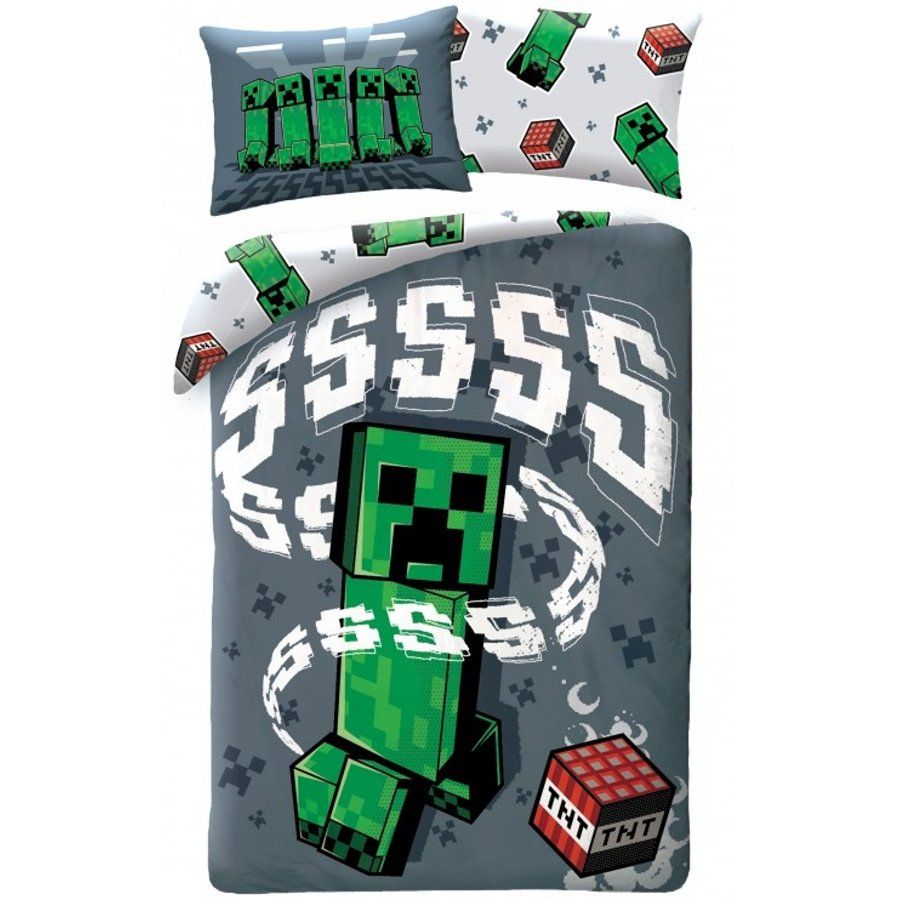 Halantex · Bavlnené posteľné obliečky Minecraft - motív Creeper - 100% bavlna - 70 x 90 cm + 140 x 200 cm