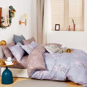 DomTextilu Bavlnené posteľné obliečky sivo fialové 4 časti: 1ks 160 cmx200 + 2ks 70 cmx80 + plachta Fialová 40701-185861