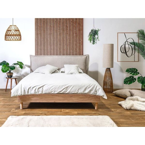 Béžová/prírodná dvojlôžková posteľ s roštom 180x200 cm Charlie – Bobochic Paris