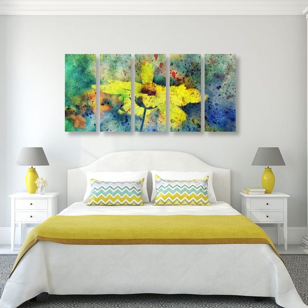 5-dielny obraz žltý kvet s vintage nádychom - 200x100