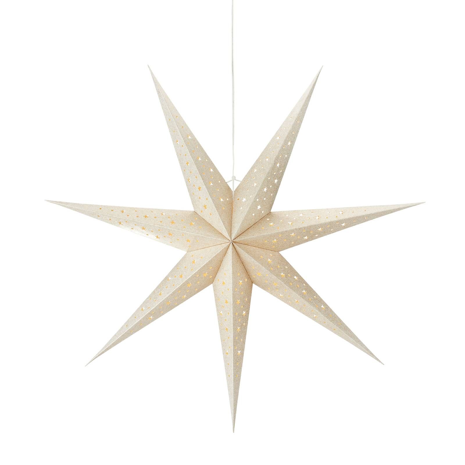 Markslöjd Závesná LED hviezda Blank bat. časovač Ø75cm zlatá, papier, plast, 0.2W, L: 17 cm