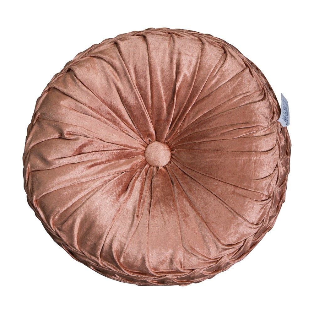 Ružový okrúhly zamatový vankúš Rosa - Ø 40cm