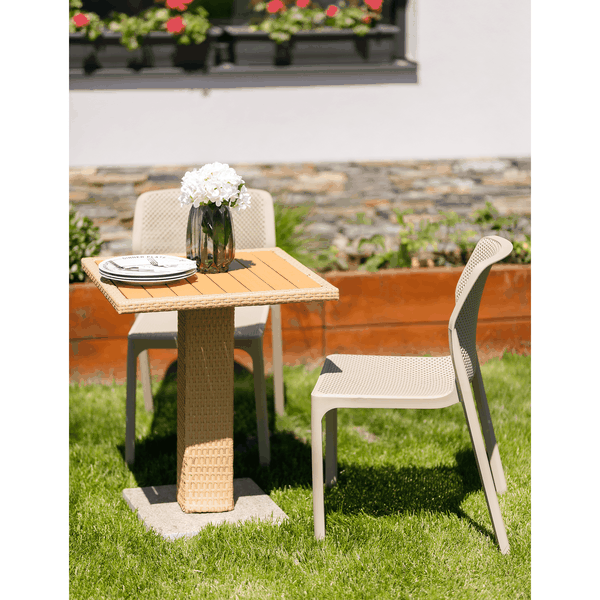 Záhradný jedálenský stôl, prírodná, ratan/mramor/Artwood, LADOL