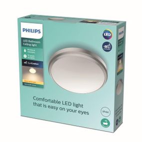 Philips Doris LED CL257 Stropné svietidlo do kúpeľne kruhové 6W/600lm 220mm 2700K IP44 nikel