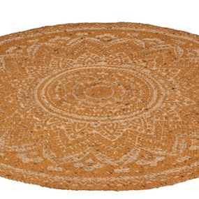 Jutový koberec oranžová Mandala - Ø 120 cm