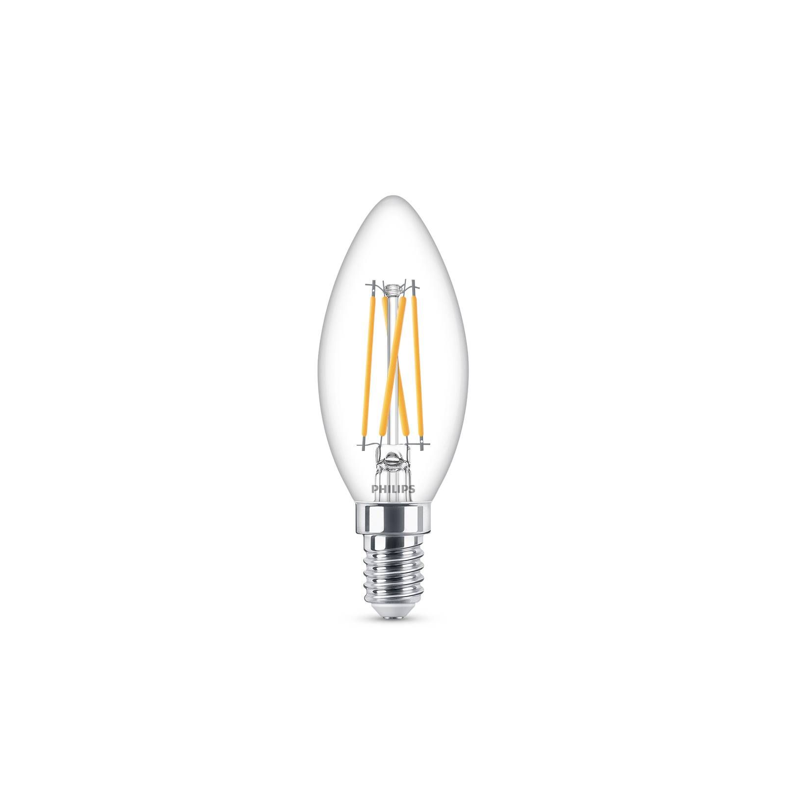 Philips sviečková LED E14 2, 5 W 827 WarmGlow, E14, 2.5W, Energialuokka: D, P: 9.9 cm