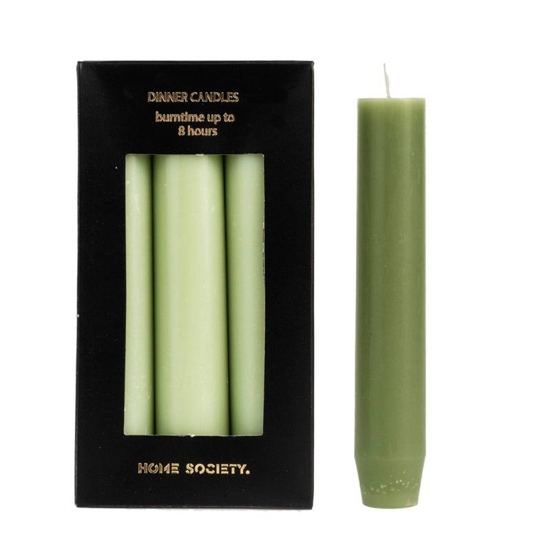 Sviečka dinner candle light green - set 6 ks 14 cm