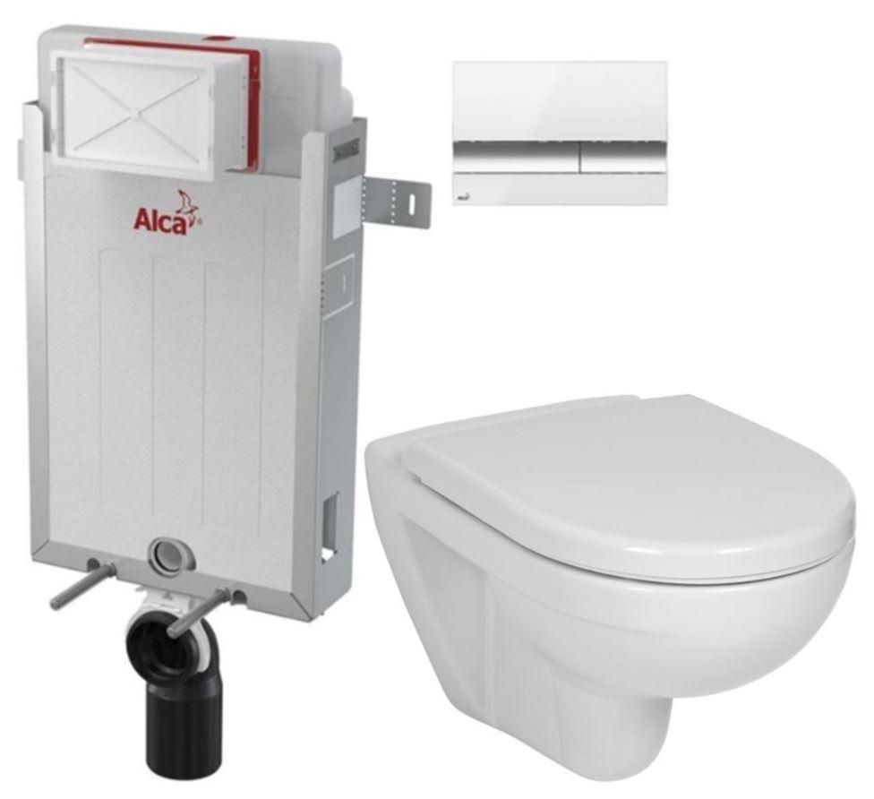 ALCADRAIN Renovmodul - predstenový inštalačný systém s bielym / chróm tlačidlom M1720-1 + WC JIKA LYRA PLUS + SEDADLO duraplastu AM115/1000 M1720-1 LY6