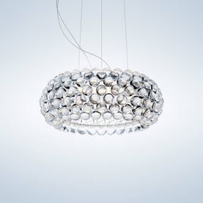 Foscarini Caboche Plus media MyLight CCT číra, Obývacia izba / jedáleň, ručne fúkané opálové sklo, plast PMMA, oceľ, hliník, 23W, K: 20cm