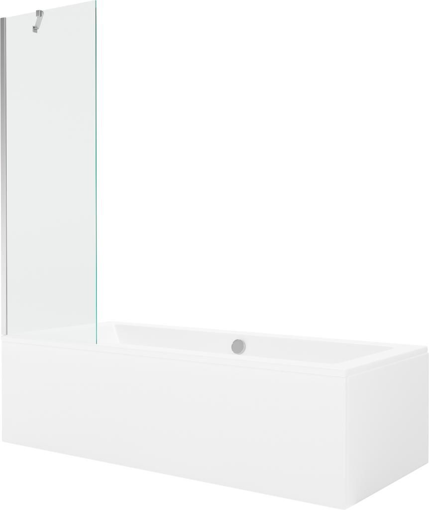 MEXEN/S - Cube obdĺžniková vaňa 170 x 80 cm s panelom + vaňová zástena 60 cm, transparent, chróm 550517080X9506000001