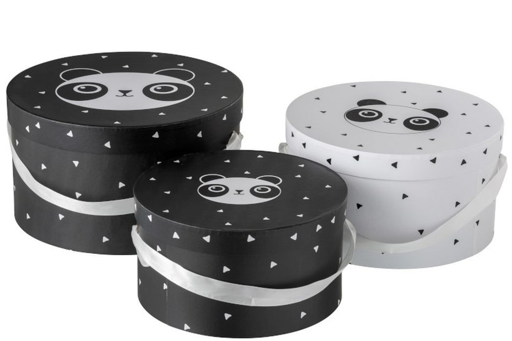 Sada 3papírových okrúhlych boxov Panda - Ø32 * 18cm