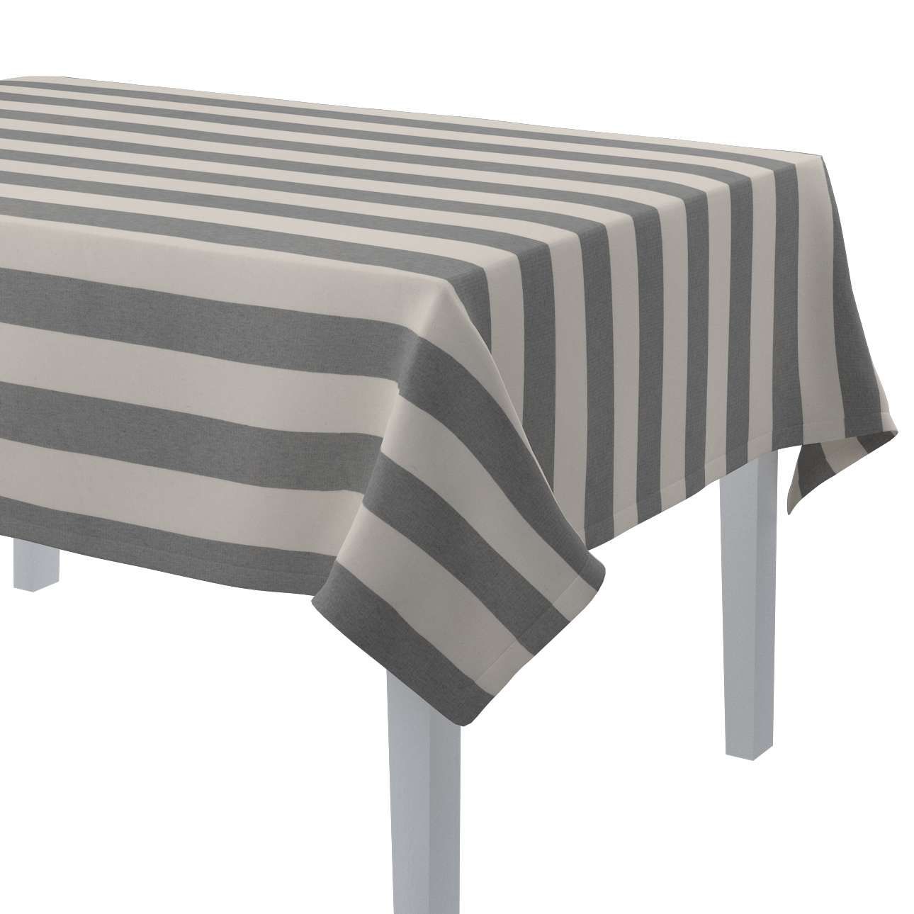 Dekoria Obrus na stôl obdĺžnikový, biało-szare pionowe pasy, 130 × 250 cm, Quadro, 143-91