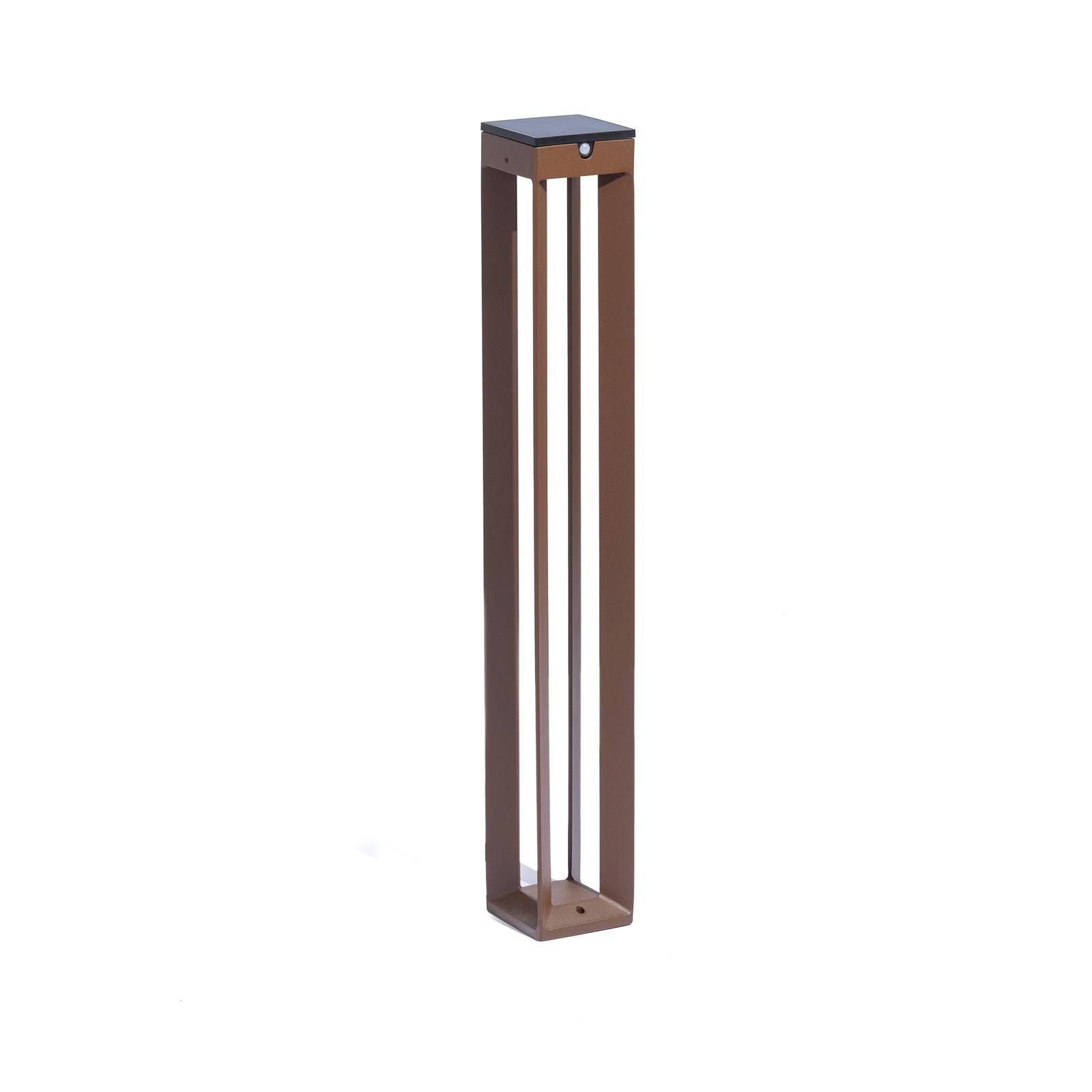 Les Jardins Solárna LED lampa Borne so snímačom, 90 cm, corten, hliník, 3W, P: 13 cm, L: 13 cm, K: 90cm