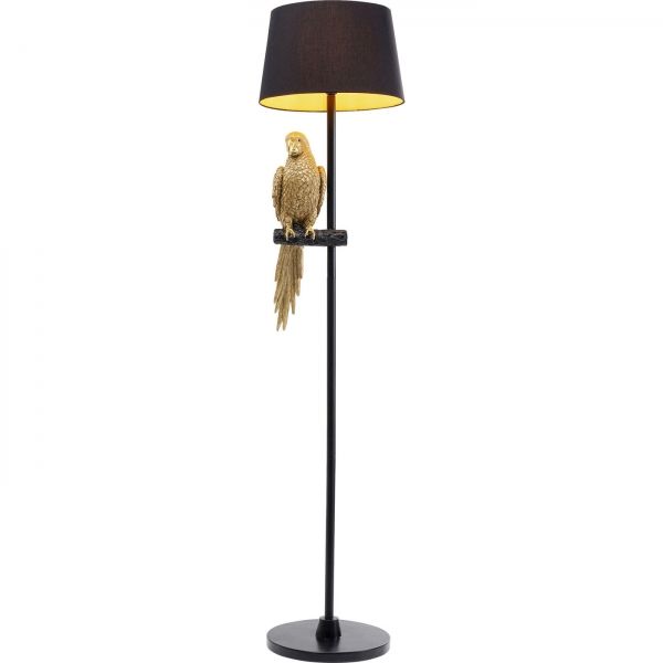 KARE Design Stojací lampa Animal Parrot - zlatá, 176cm