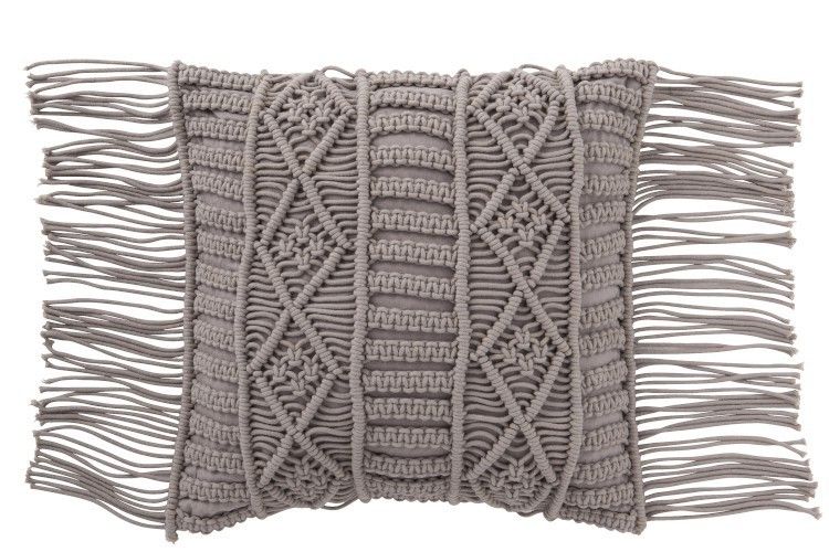 Vankúš macramé Taupe so strapcami - 45 * 45 cm