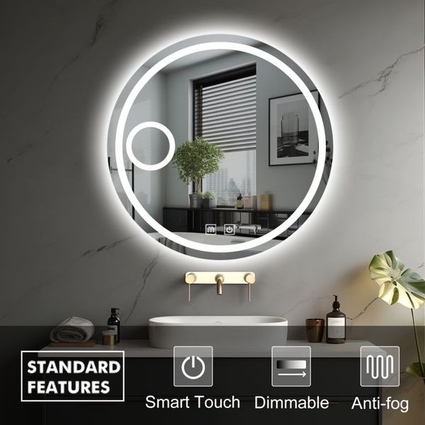 IREDA Kúpeľňové LED zrkadlo s osvetlením, okrúhle, 60 cm