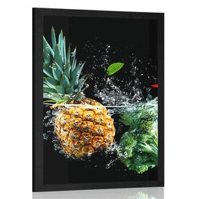 Plagát organické ovocie a zelenina - 40x60 black