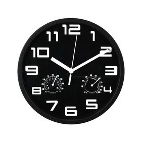 SEGNALE Nástěnné hodiny s teploměrem a vlhkoměrem 25 cm černá KO-837362300cern