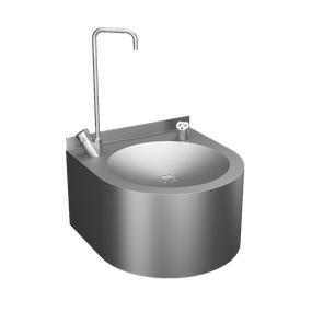 Sanela - Nerezová pitná fontánka s automaticky ovládaným výtokem a armaturou na napouštění sklenic, povrch matný, 6 V