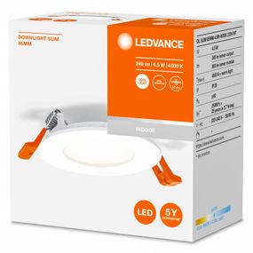 LEDVANCE Recess Slim zapustené LED Ø 8, 5 cm 4 000K, Chodba, plast, 4.5W