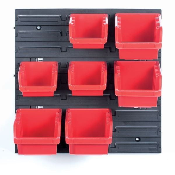 Závesný organizér so 7 boxmi na náradie ORDERLINE 40x11x40 cm čierno-červený