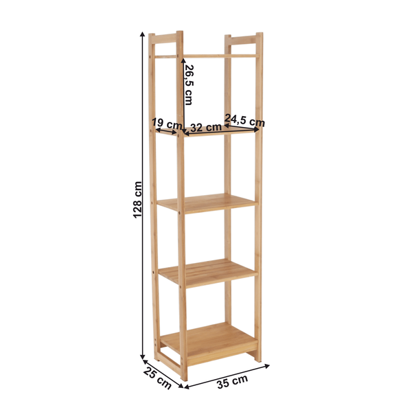 5-poličkový regál, prírodný bambus, IMPEROR TYP 3