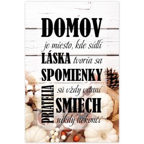 Obraz v ráme s textom - domov, hnedy