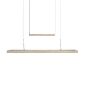 HerzBlut Amalia LED svietidlo, hrčavý dub biela, Obývacia izba / jedáleň, drevo, nikel, akryl, 68W, P: 122 cm, L: 19.5 cm, K: 3.5cm