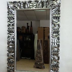 Zrkadlo DREAM strieborné, 120x80 cm, exotické drevo, ručná práca