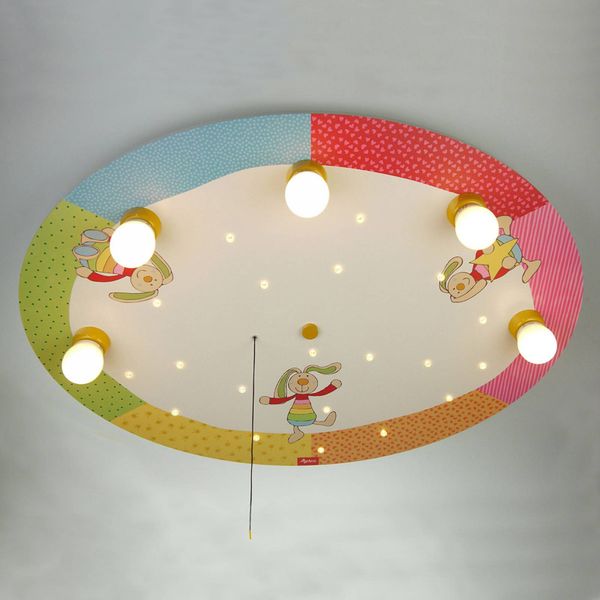 Niermann Standby Rainbow Rabbit okrúhle stropné svietidlo diódy LED, Detská izba, MDF, plast, E14, 40W, P: 71 cm, L: 53 cm, K: 7cm