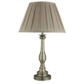 Searchlight Stolná lampa Flemish v klasickom dizajne, Obývacia izba / jedáleň, oceľ, textil, E27, 60W, K: 63cm