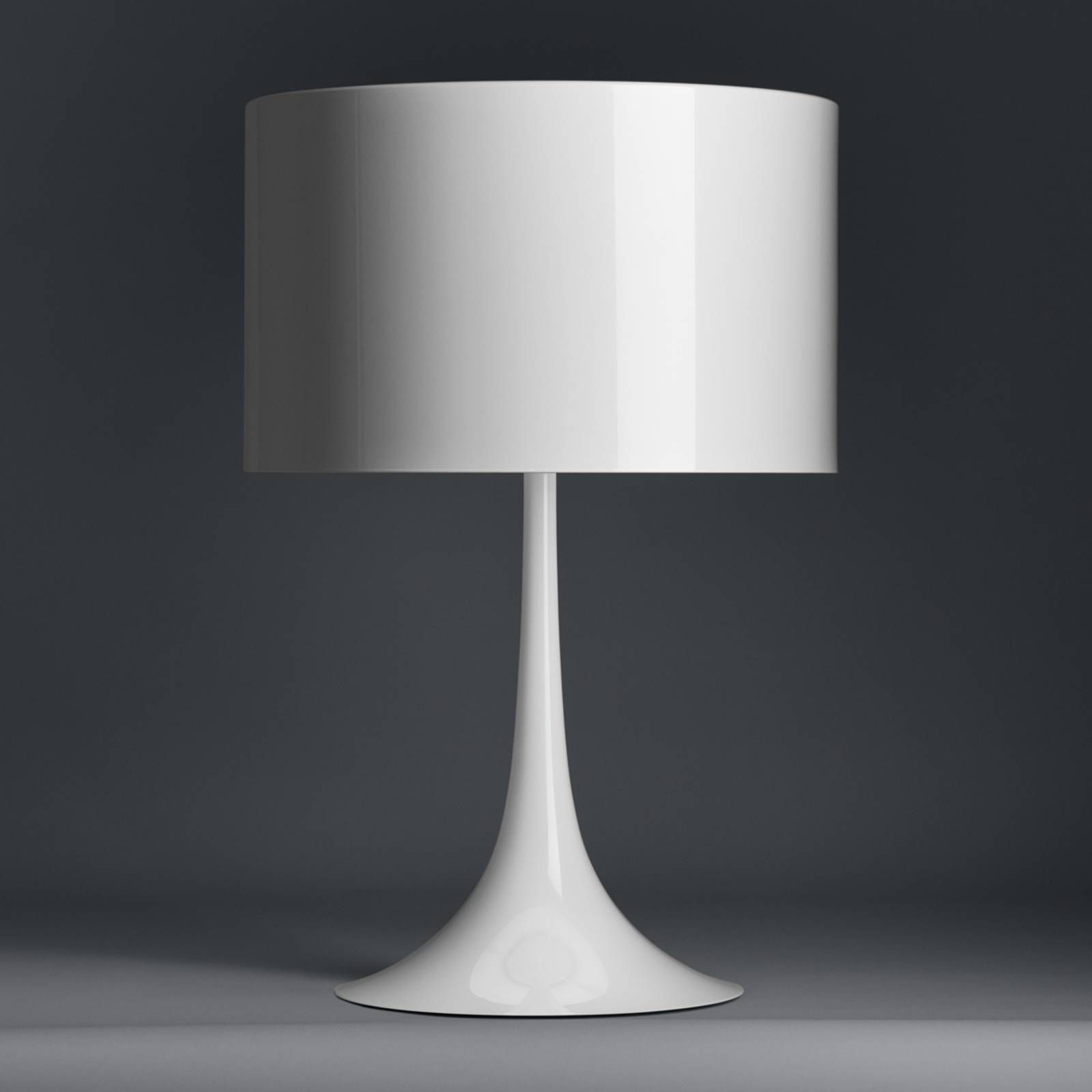 FLOS Spun Light T1 – biela stolná lampa, Obývacia izba / jedáleň, kov, hliník, E27, 105W, K: 57.5cm