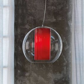Modo Luce Bolla závesná lampa plast červená Ø50 cm, Obývacia izba / jedáleň, kov, PMMA, PC, E27, 42W, K: 46cm