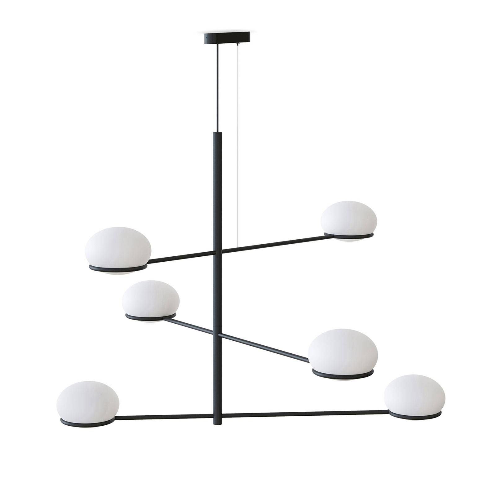 LEDS-C4 Coco Chandelier závesná lampa čierna/biela, Obývacia izba / jedáleň, oceľ, hliník, polykarbonát, E14, 7W, K: 82cm