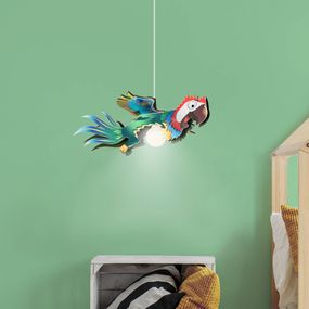 Elobra Závesná lampa Papagáj, Detská izba, drevo, E27, 40W, P: 58 cm, L: 58 cm, K: 20cm