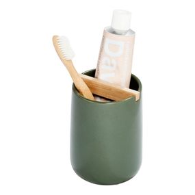 Zelený keramický pohárik na zubné kefky iDesign Eco Vanity