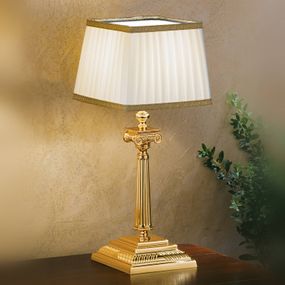 Masiero Stolná lampa Sarafine tienidlo Pongé, vysoká 41 cm, Obývacia izba / jedáleň, látka Pongé, mosadz, E14, 60W, P: 17 cm, L: 17 cm, K: 51cm