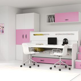 Multifunkčná poschodová posteľ MAX 1 - 200x80cm - Biely - Ružový