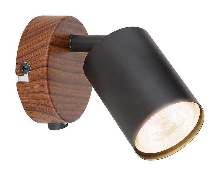 RABALUX 5295 Edmund nástenné bodové svietidlo/spot s vypínačom 1xGU10 imitácia dreva, čierna