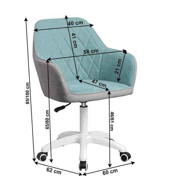 Kondela Kancelárske kreslo, látka mentol/sivá/biela, SANTY