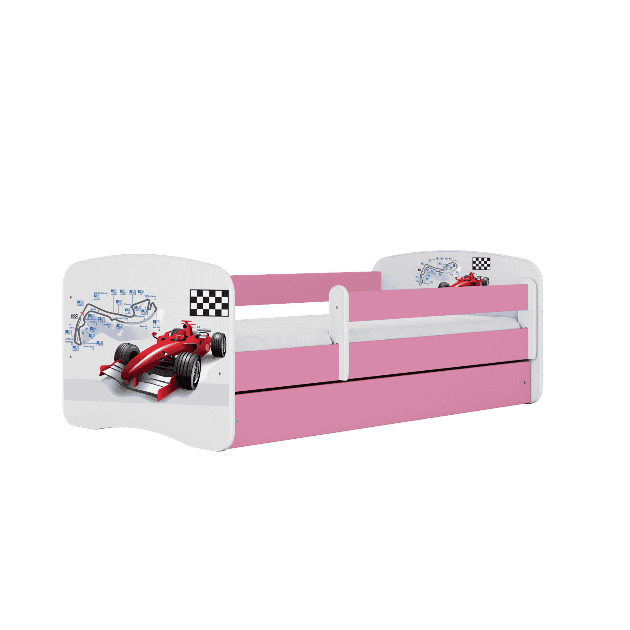 Letoss Detská posteľ BABY DREAMS 180/80 - Formula Ružová S matracom S uložným priestorom