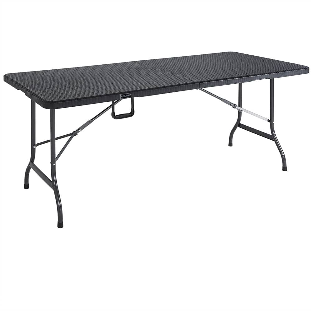 Monzana Kempingový skladací stôl čierny, polyratanový vzhľad 180x75x73 cm 