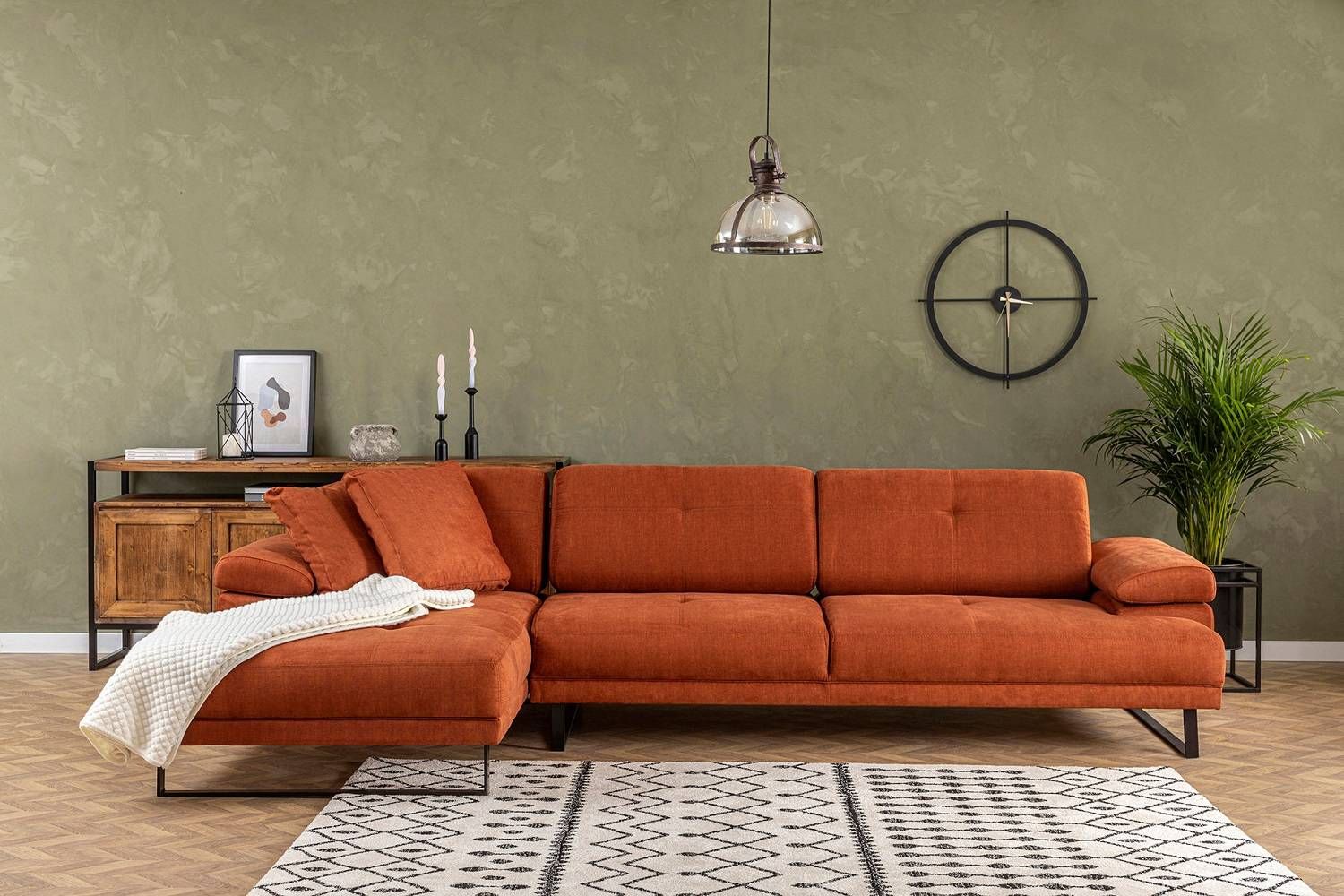 Sofahouse Dizajnová rohová sedačka Vatusia 274 cm oranžová - ľavá
