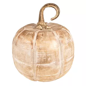 Zlatá dekoratívna drevená socha tekvice Pumpkin - Ø18*18 cm