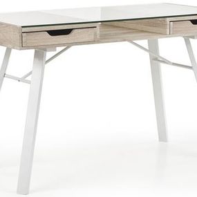 HALMAR Písací stôl B33, dub sonoma/ biela