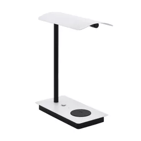 Eglo 99828 ARENAZA stolové svietidlo LED 5,8W 750lm 3000K bezdrôtová nabíjačka, biela, čierna, stmievateľné