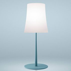 Foscarini Birdie Easy Grande stolová lampa modrá, Obývacia izba / jedáleň, polykarbonát, lakovaný hliník, E27, 57W, K: 62cm